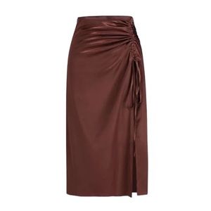 Zara Brown Midi Skirt With Side Slit NWT size Small